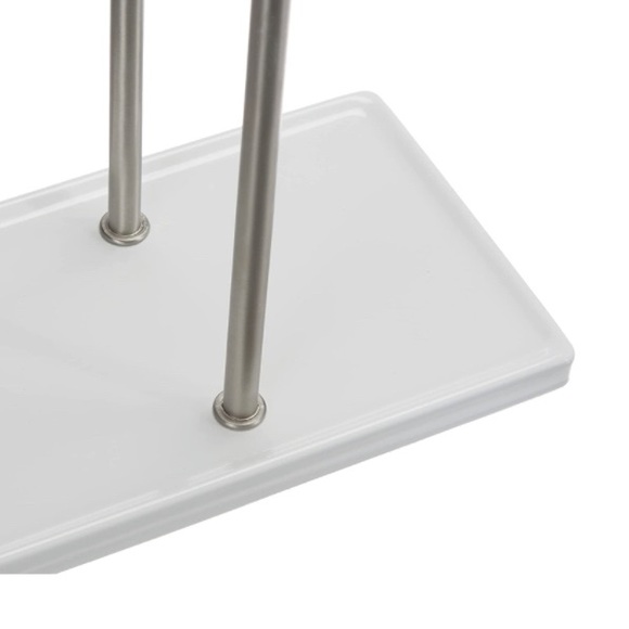 Double-T Hand Towel Holder and Accessories Jewelry Stand, Nickel/White - Picture 4 of 7